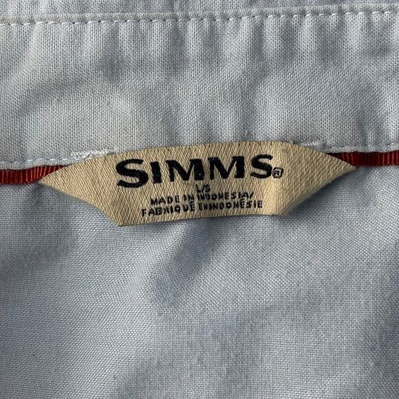 Simms Fishing Shirt Long Sleeve Button Down Men's Large Light Blue Fish it Well - Picture 9 of 11